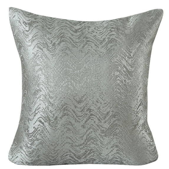 Violet Linen Eden Chevron Pattern, Polyester Fabric, Suede Backing, Glitter Effect Feeling, Reversible, Silver , 18 Inch x 18 Inch, Square, Decorative Accent Throw Pillow Cover