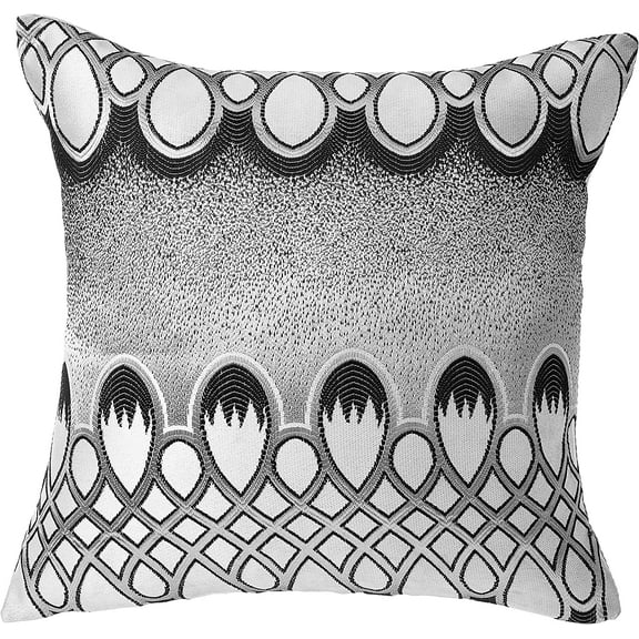 Violet Linen Emblem Flower Medallion Motif Vintage Pattern, Polyester Jacquard, Damask Poly, Silver, 18 Inch x 18 Inch, Decorative Throw Pillow