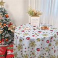 thumbnail image 1 of Violet Linen European Christmas Accents Stars, Snowflakes and Jewel Pattern, Polyester Woven Printed Fabric, Multi , 70 inch Round, Seats 4 to 6 people, Tablecloths, 1 of 1