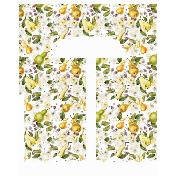 Violet Linen European Fruits Flowers Pattern, Polyester Printed, Pears Flowers,  Decorative Window Treatment Rod Pocket Kitchen Window Curtain Panel Tiers and Valance