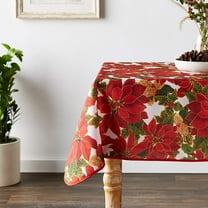 Violet Linen European Seasonal Botanical Christmas Decorative Printed Tablecloth - 60" x 102"