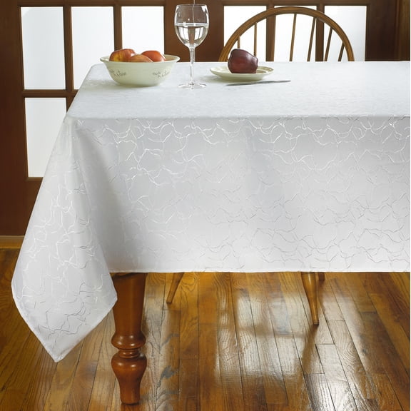 Violet Linen European Stone Stain Resistant Microfiber Damask Tablecloth - 40" X 105"