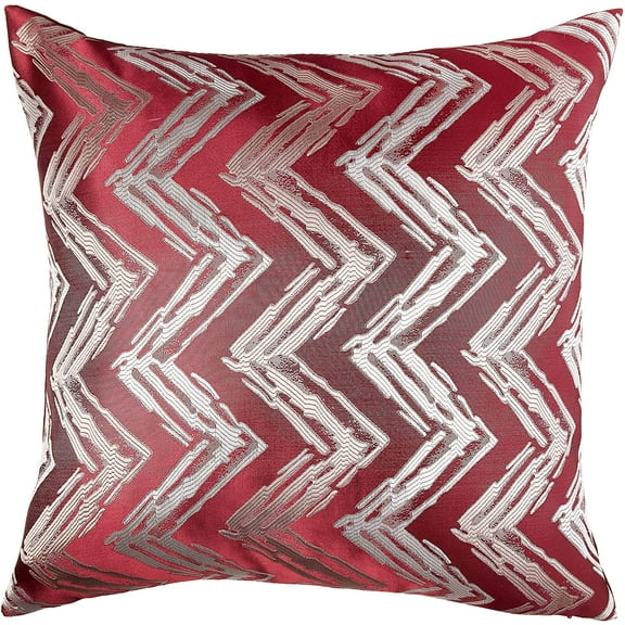 Violet Linen Fantasy Modern Zig Zag Chevron Pattern, Polyester Jacquard, Burgundy, 18 Inch x 18 Inch, Decorative Throw Pillow Cover