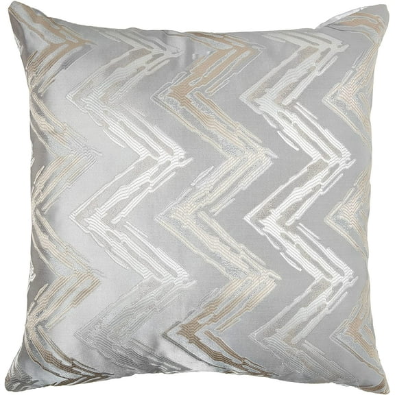 Violet Linen Fantasy Modern Zig Zag Chevron Pattern, Polyester Jacquard, Silver, 18 Inch x 18 Inch, Decorative Throw Pillow Cover