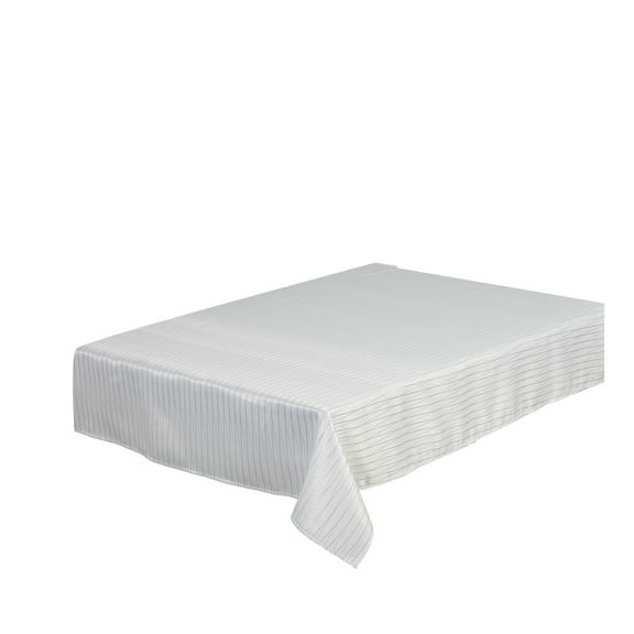 Violet Linen Flairy Pinstripes Pattern, Polyester Embroidery, Metallic Thread, Woven Fabric, Silver , 52 Inch by 70 Inch, Seats 4 to 6 people, Rectangle Tablecloths