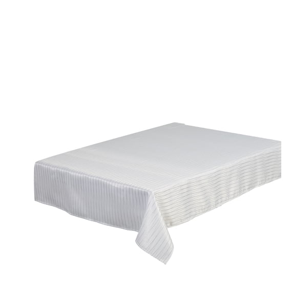 Violet Linen Flairy Pinstripes Pattern, Polyester Embroidery, Metallic Thread, Woven Fabric, Silver , 60 Inch by 84 Inch, Seats 6 to 8 people, Rectangle Tablecloths