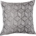 thumbnail image 1 of Violet Linen Fortune 3D Geometric Pattern, Polyester Jacquard, Reversible, Silver, 18 Inch x 18 Inch, Decorative Throw Pillow, 1 of 1