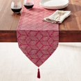 thumbnail image 1 of Violet Linen Fortune 3D Geometric Pattern, Polyester Jacquard, with Tassels, Rusty Burgundy, 13 Inch x 70 Inch, Decorative Table Runner, 1 of 1