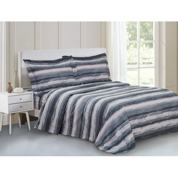 Violet Linen French Marble Pattern, Luxury Ultra Soft 200 Thread Count Cotton Percale, Blue, Full, 6 Piece Duvet Set, Bedding Duvet Cover Set for Two Beds