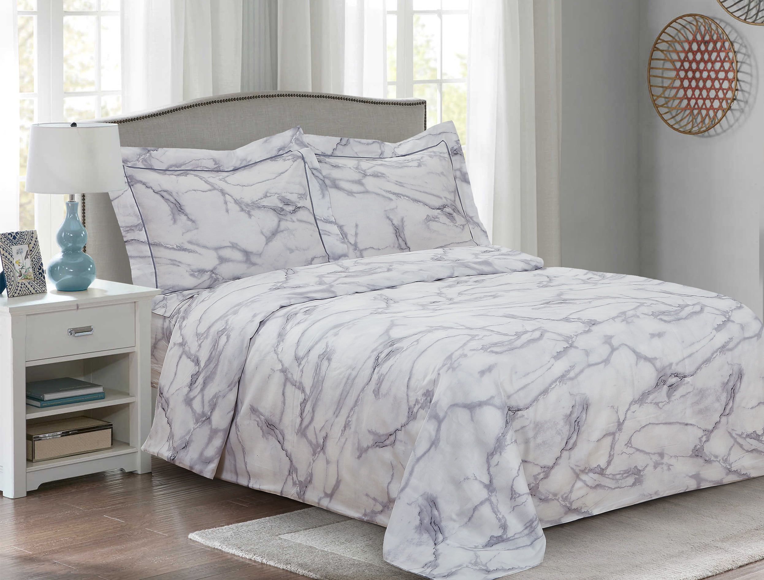 Violet Linen French Marble Pattern, Luxury Ultra Soft 200 Thread Count ...