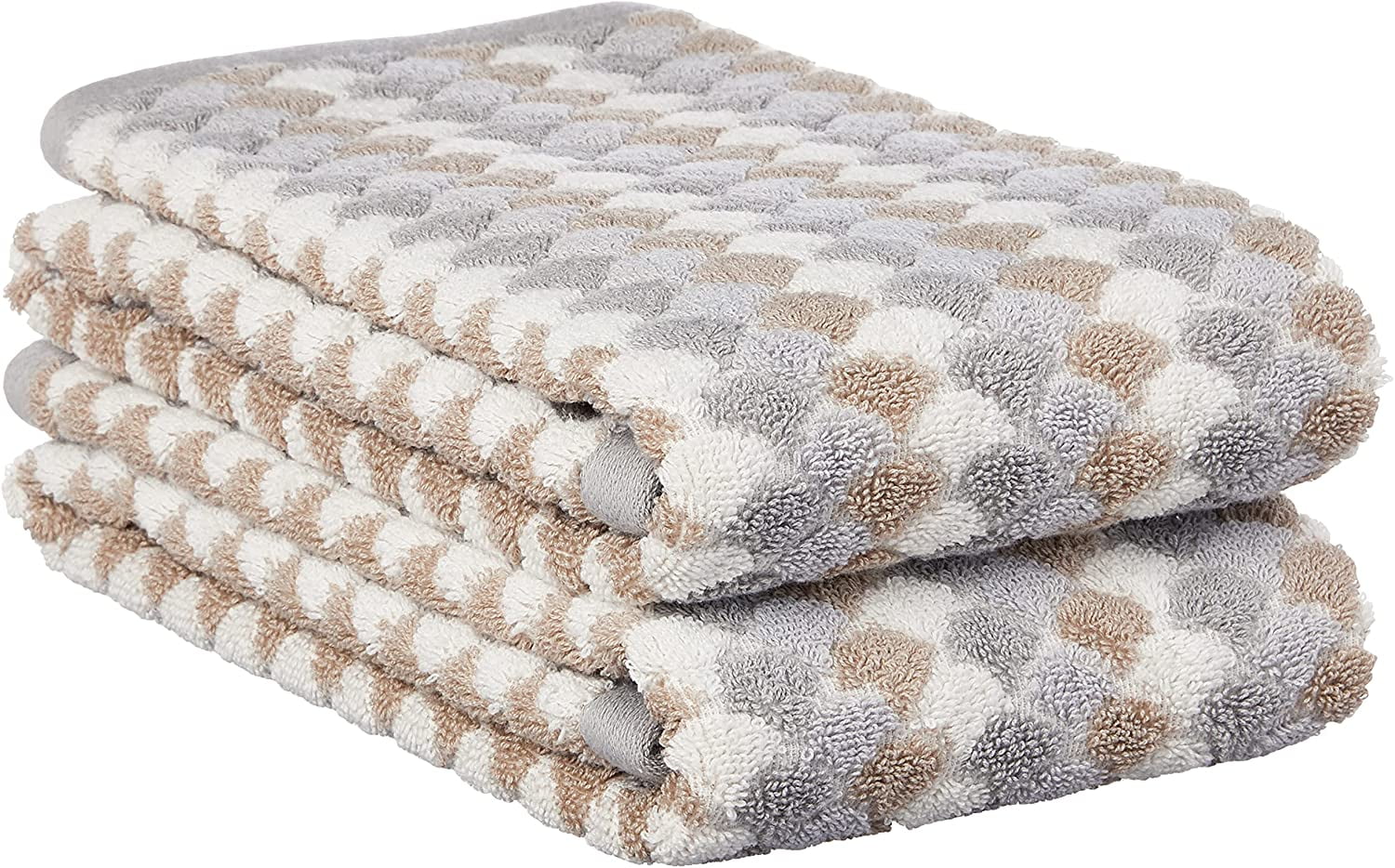 Violet Linen Hand Towels Set of 2, Mirage Pattern, 100% Terry Plush 600 GSM Cotton Super Soft Highly Absorbent Jacquard Fashion Towel, Premium Hotel & Spa Quality, 20" X 30" , Taupe, Hand Towels