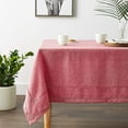 thumbnail image 1 of Violet Linen Hem Stitch Border Pattern, Polyester, Non-Stain, Spill-Proof and Water Resistance, Cranberry, 68 Inch by 120 Inch, Seats 10 to 12 people, Rectangle, 1 of 5