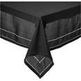 thumbnail image 1 of Violet Linen Hem Stitch Border Pattern, Polyester, Water repellent, Spill Proof, Wrinkle Free Anti-Shrink Soft Fabric, Black, 68 Inch by 108 Inch, Seats 8 to 10 people, Tablecloths, 1 of 7