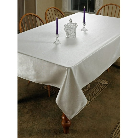 Violet Linen Luxury Hotel Solid Pattern, Heavy Duty, Washable, Polyester, Metallic, Silver , 52 Inch by 70 Inch, Seats 4 to 6 people, Rectangular Tablecloths