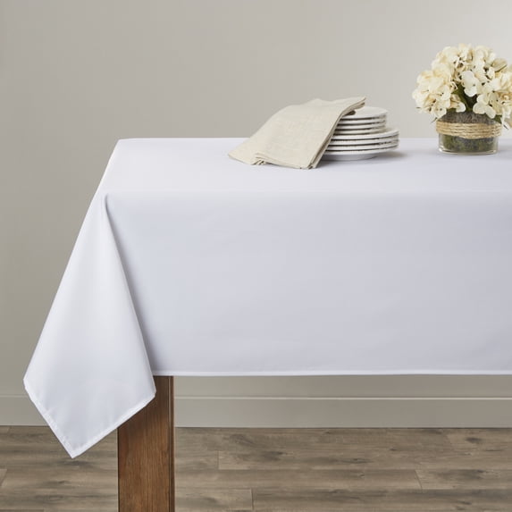 Violet Linen Luxury Hotel Solid Pattern, Heavy Duty, Washable, Polyester, White , 60 Inch by 218 Inch, Seats 20 to 22 people, Rectangular Tablecloths