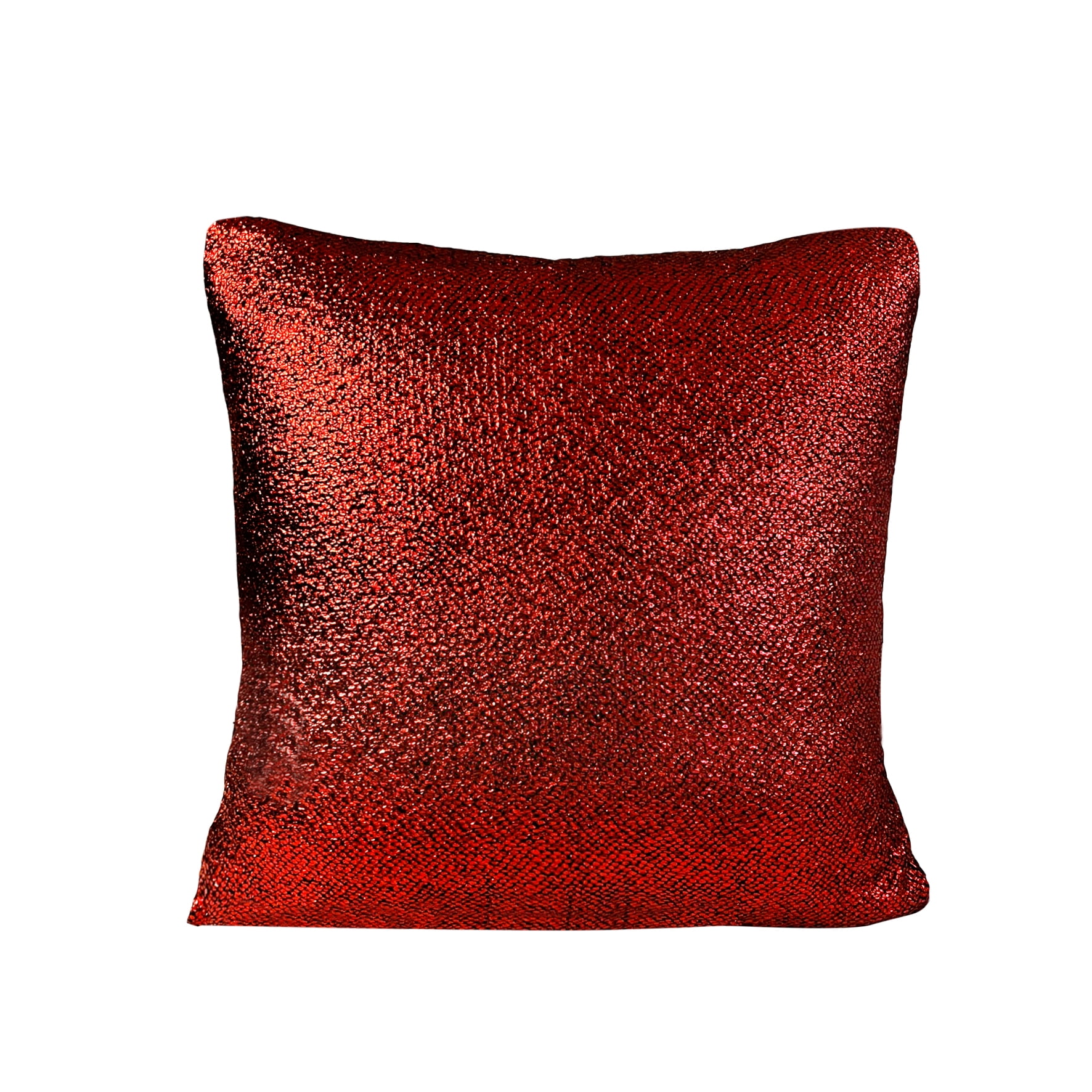 Burgundy Sparkle Polyester Square Throw Pillow with Suede Backing