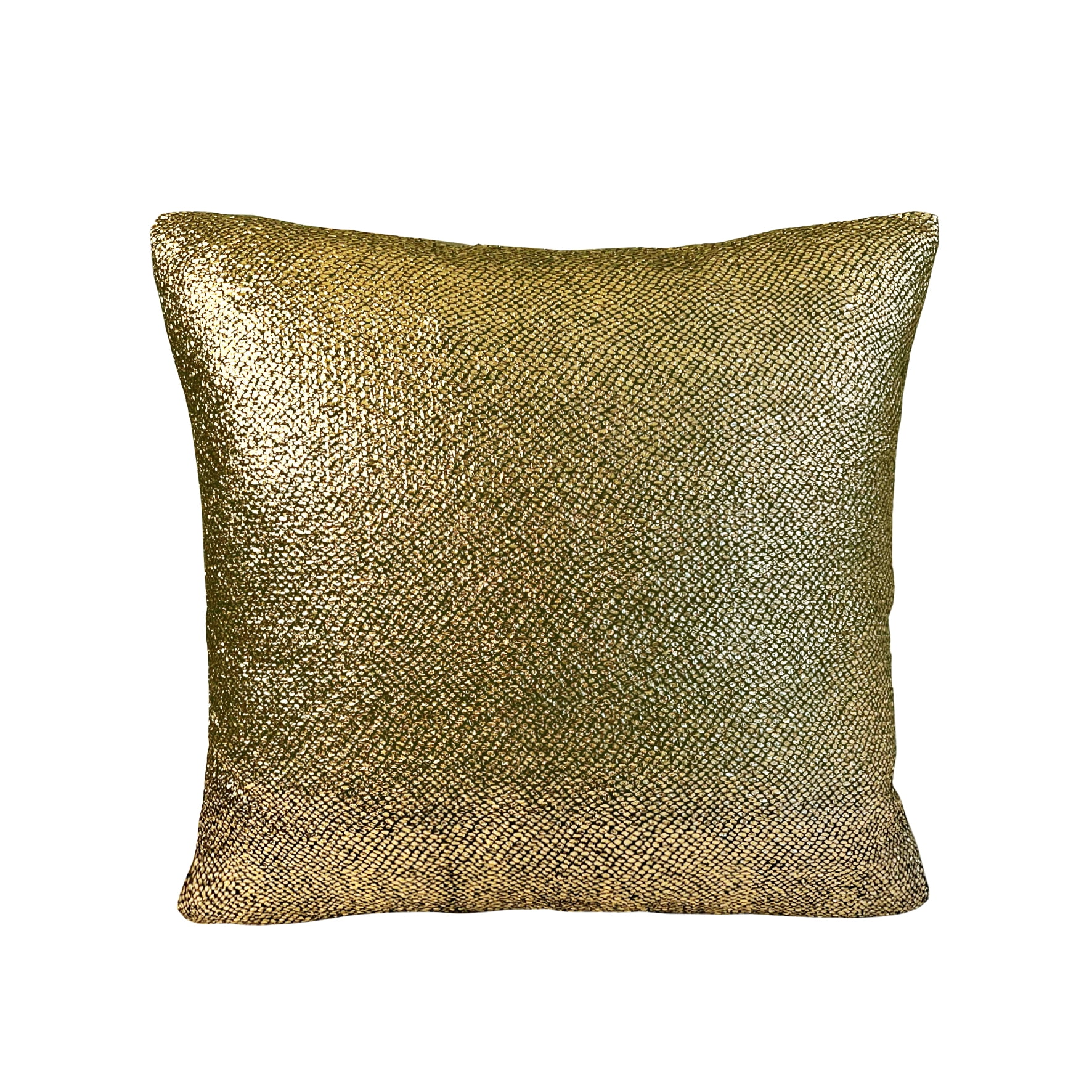 Gold Sparkle Polyester Square Christmas Throw Pillow