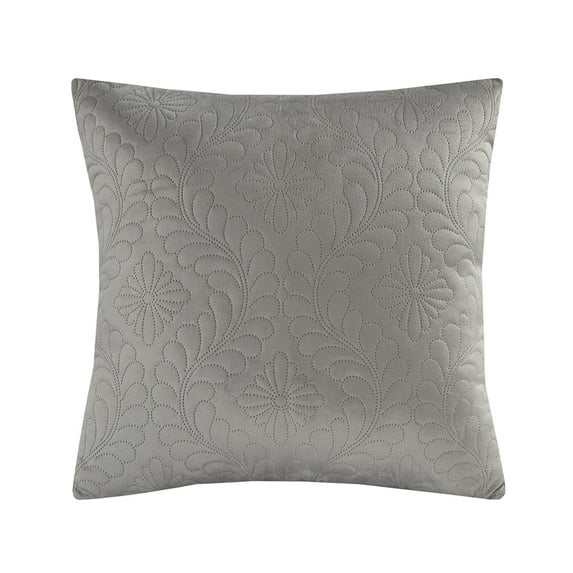 Violet Linen Mosaic Quilted Damask Pattern, Polyester Velvet Fabric, Solid Color Backing, Taupe , 18 Inch x 18 Inch, Square, Decorative Accent Throw Pillow Cover