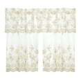 thumbnail image 1 of Violet Linen Ornate Vintage Boutique Lace Pattern, Polyester, Embroidered Sheer Lace, Gold, 1-Piece of 60" x 18" , 2-Pieces of 30" x 36" Kitchen Window Curtain Panel Tiers and Valance, 1 of 2