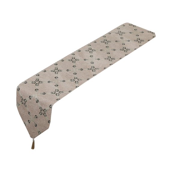 Violet Linen Pacifica Diamonds Pattern, Polyester Chenille, with Tassels, Gold, 13 Inch x 70 Inch, Decorative Table Runner