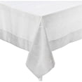 thumbnail image 1 of Violet Linen Princess Zig Zag Vertical Stripes Chevron Pattern, Polyester Jacquard, with Metallic Thread, White, 70 Inch x 216 Inch, Seats 18 to 20 people, Rectangular Tablecloths, 1 of 7