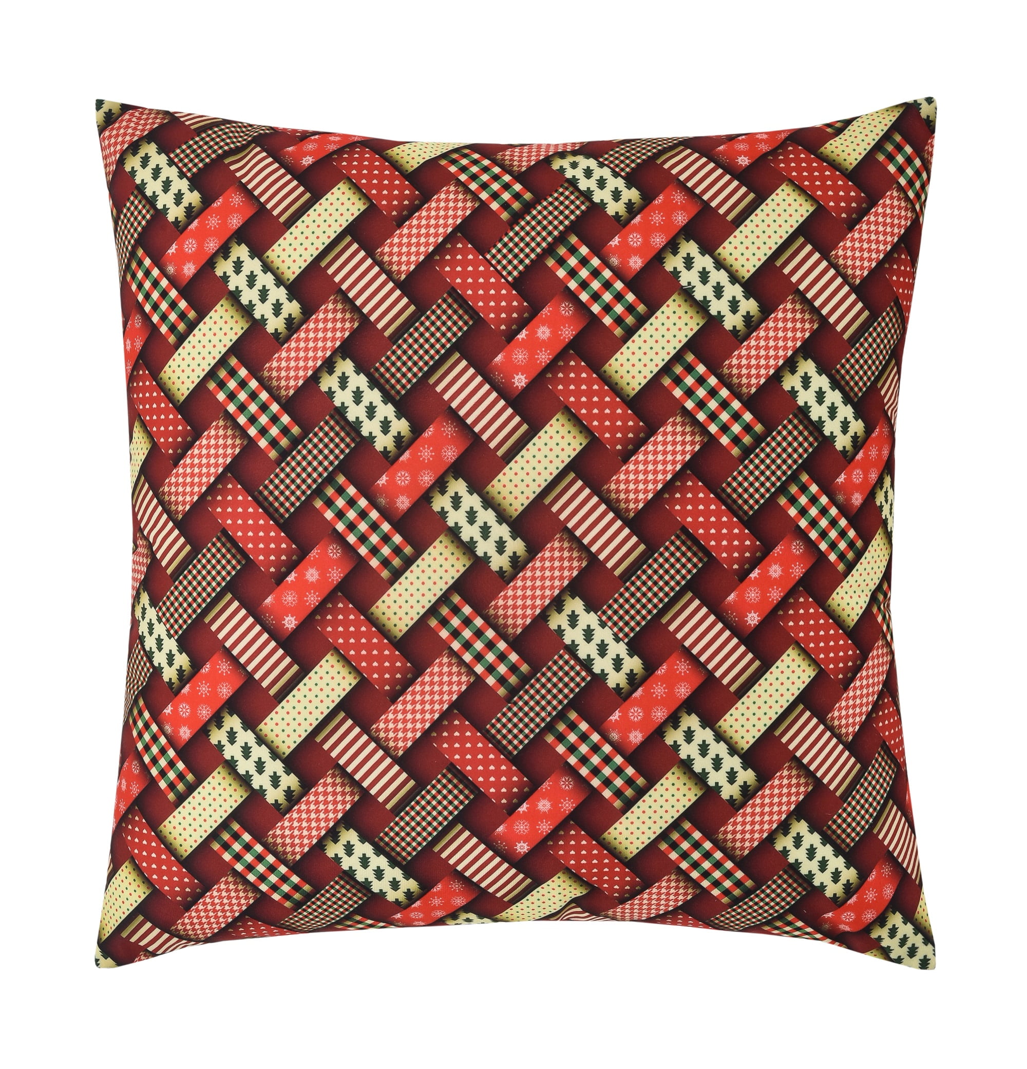 Christmas Red Interweaving Ribbons Faux Suede 18" Square Throw Pillow Cover