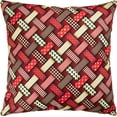 thumbnail image 1 of Violet Linen Seasonal Christmas Splendours Pattern, Polyester, Super soft feel faux suede fabric, digital print, Interweaving Ribbons, Christmas Red, 18 Inch x 18 Inch, Decorative Throw Pillow, 1 of 7