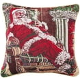 thumbnail image 1 of Violet Linen Seasonal Xmas Christmas Holiday Bliss Pattern, Polyester Tapestry Jacquard , Reclining Santa, 18 Inch x 18 Inch, Decorative Throw Pillow Cover, 1 of 4