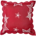 thumbnail image 1 of Violet Linen Seasonal Xmas Christmas Holiday Essenial Pattern, Polyester Embroidered Jacquard , Stars, 18 Inch x 18 Inch, Decorative Throw Pillow, 1 of 6