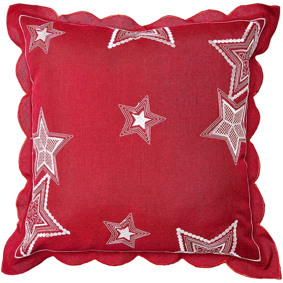 Violet Linen Seasonal Xmas Christmas Holiday Essenial Pattern, Polyester Embroidered Jacquard , Stars, 18 Inch x 18 Inch, Decorative Throw Pillow