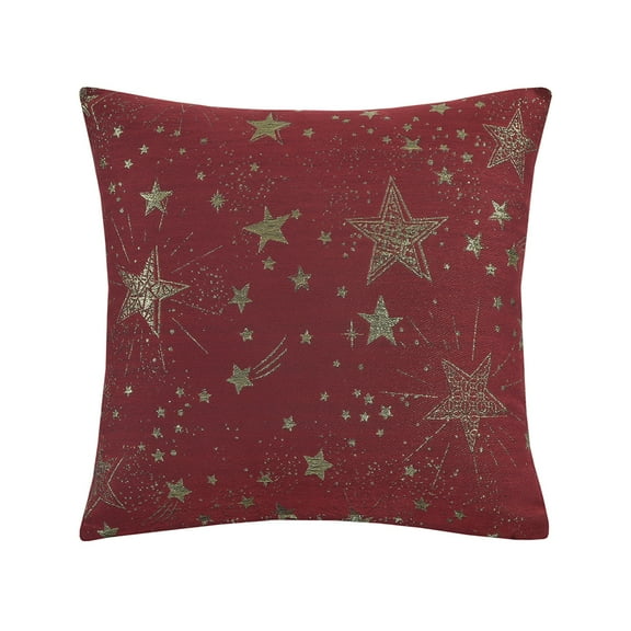 Violet Linen Seasonal Xmas Christmas Holiday Glamours Pattern, Polyester Fabric, Jacquard, Reversible, Space Shine Stars , 18 Inch x 18 Inch, Square, Decorative Accent Throw Pillow Cover