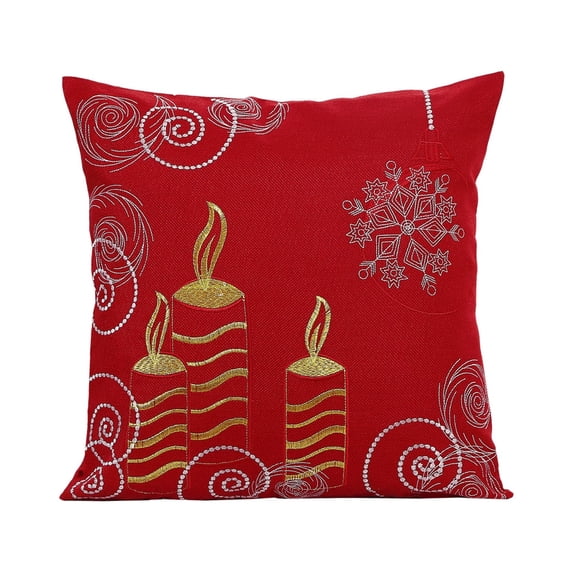 Violet Linen Seasonal Xmas Christmas Holiday Glories Pattern, Polyester Embroidered Jacquard , Candles , 18 Inch x 18 Inch, Square, Decorative Accent Throw Pillow