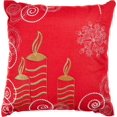 thumbnail image 1 of Violet Linen Seasonal Xmas Christmas Holiday Glories Pattern, Polyester Embroidered Jacquard , Candles , 18 Inch x 18 Inch, Square, Decorative Accent Throw Pillow Cover, 1 of 6