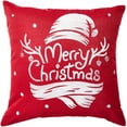 thumbnail image 1 of Violet Linen Seasonal Xmas Christmas Holiday Spirits Pattern, Polyester Embroidered Applique, Red with White Embroidered, 18 Inch x 18 Inch, Decorative Throw Pillow, 1 of 1