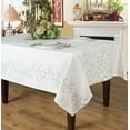 thumbnail image 1 of Violet Linen Seville Exquisite Vintage Decorative Floral Pattern, Polyester Embroidered, White, 70 Inch by 160 Inch, Seats 14 to 16 people, Rectangular Tablecloths, 1 of 1
