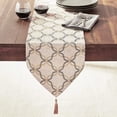 thumbnail image 1 of Violet Linen Signature Chenille Diamond pattern, Polyester Chenille Jacquard, with Tassels, Gold, 13 Inch x 70 Inch, Decorative Table Runner, 1 of 7