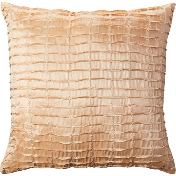 Violet Linen Silky Pleated Satin Pattern, Faux Silk Polyester Fabric, Beige , 17 Inch x 17 Inch, Square, Decorative Accent Throw Pillow Cover