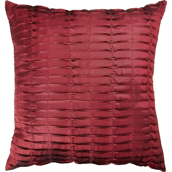 Violet Linen Silky Pleated Satin Pattern, Faux Silk Polyester Fabric, Burgundy , 17 Inch x 17 Inch, Square, Decorative Accent Throw Pillow