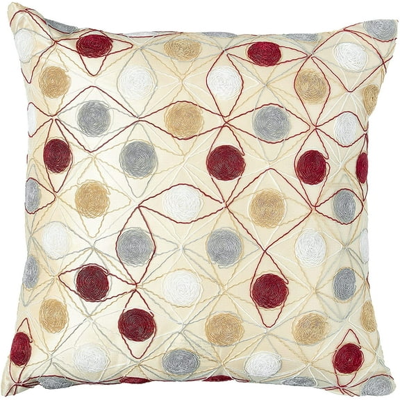 Violet Linen String Art Geometric Embroidery Pattern, Silky Faux Polyester, Gold, 18 Inch x 18 Inch, Decorative Throw Pillow Cover