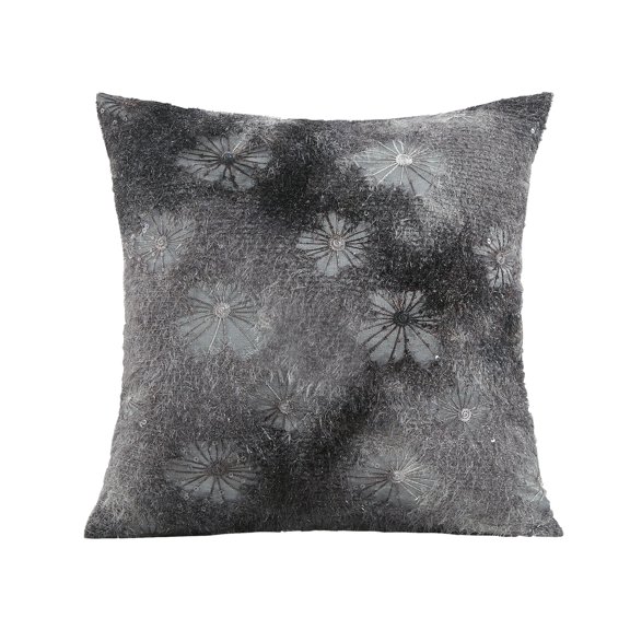 Violet Linen String Daisies Floral Petal Lace Decorative Throw Pillow