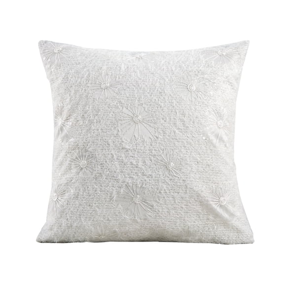 Violet Linen String Daisies Floral Petal Lace Decorative Throw Pillow