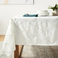 thumbnail image 1 of Violet Linen Swiss Modern Geometric Pattern, Polyester Embroidered, White, 70 Inch by 160 Inch, Seats 14 to 16 people, Rectangular Tablecloths, 1 of 8