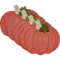 thumbnail image 1 of Violet Linen Thanksgiving Harvest Fall Pumpkin Pattern, Polyester Applique Embroidered Burlap, Red, 12 Inch x 18 Inch, Oval, Set of 4, Decorative Place Mats, 1 of 7