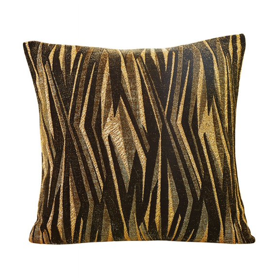 Violet Linen Tivoli Abstract Pattern, Polyester Jacquard, Stretchable, Reversible, Gold, 18 Inch x 18 Inch, Decorative Throw Pillow Cover