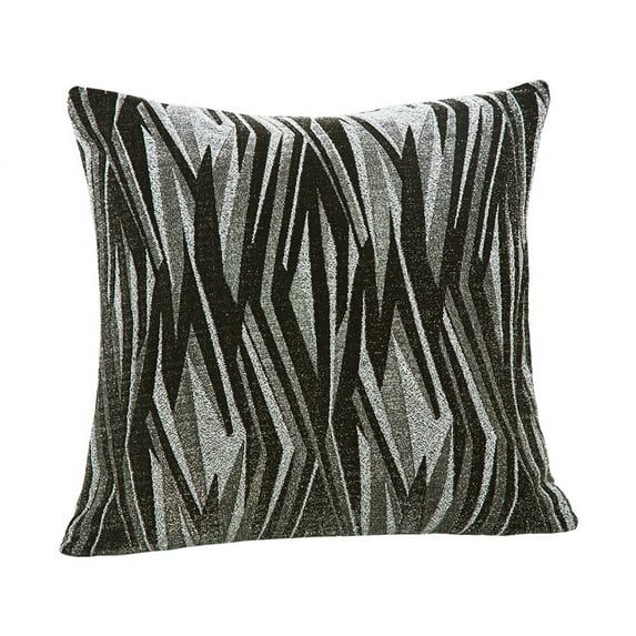 Violet Linen Tivoli Abstract Pattern, Polyester Jacquard, Stretchable, Reversible, Silver, 18 Inch x 18 Inch, Decorative Throw Pillow Cover