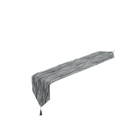 Violet Linen Tivoli Stripes Pattern, Polyester Jacquard, with Tassles, Silver , 13 Inch x 70 Inch, Rectangular, Decorative Table Runner