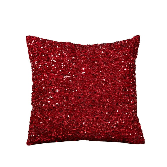 Violet Linen Twinkle Sparkling Sequins Pattern, Polyester, Solid Poly Backing, Burgundy, 18 Inch x 18 Inch, Decorative Throw Pillow