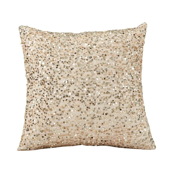 Violet Linen Twinkle Sparkling Sequins Pattern, Polyester, Solid Poly Backing, Gold, 18 Inch x 18 Inch, Decorative Throw Pillow