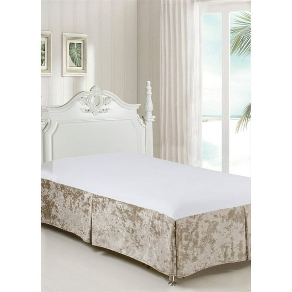 Violet Linen Velveteen Tailored, Luxury Ultra Soft Polyester Solid Microfiber Luxury Hotel Quality Fabric, Taupe, Twin 39-inch, Luxurious, Bedding Bed Skirt for One Bed