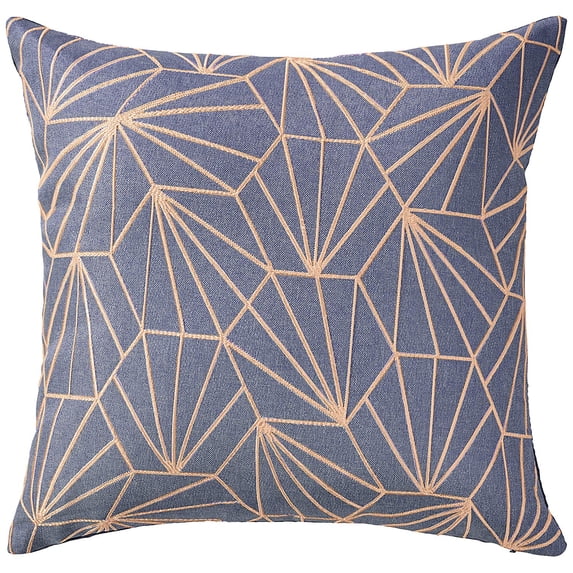 Violet Linen Victoria Chenille Abstract Haxegon Design, Polyester Jacquard, Blue, 18 Inch by 18 Inch, Decorative Throw Pillows